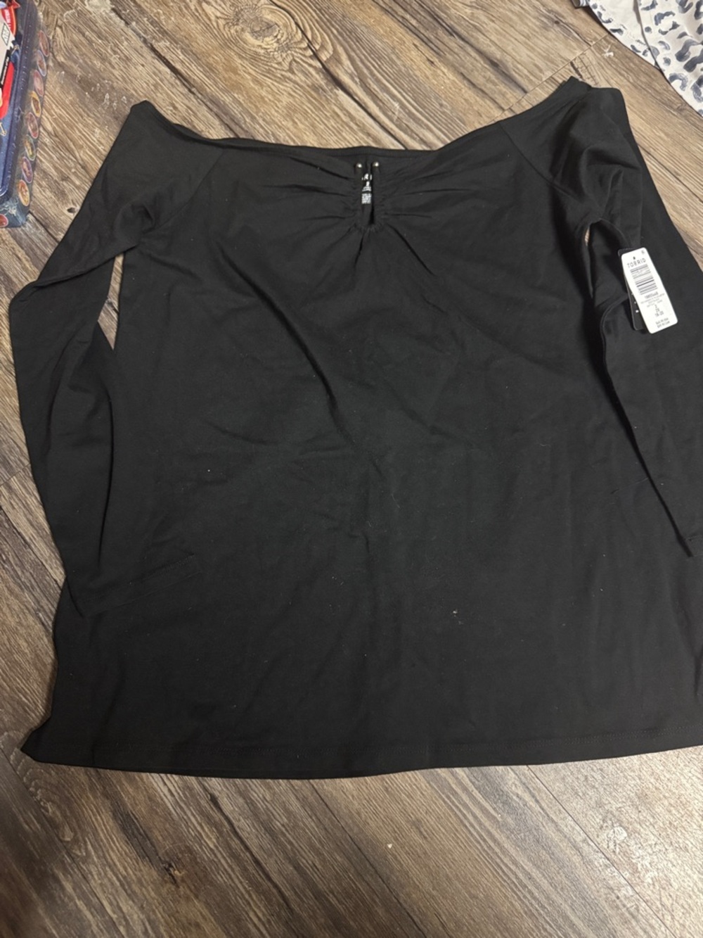 Black Off-Shoulder Long Sleeve Women's Top